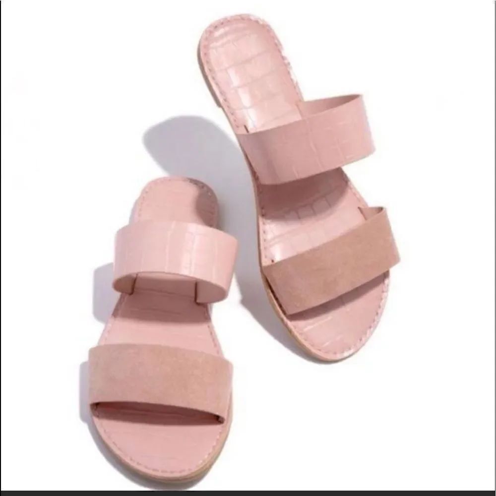 ⭐️ LAST PAIR! Vegan Croc & Suede Blush Double Strap Slide
